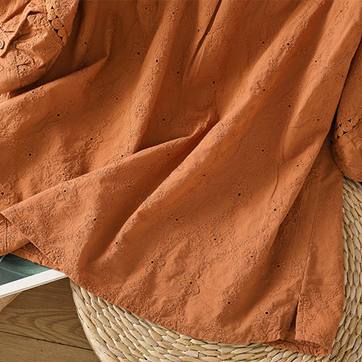 Chemise décontractée à manches mi-longues en coton et lin pour femme, motif Buddha Stones, coupe creuse et décontractée - image 5