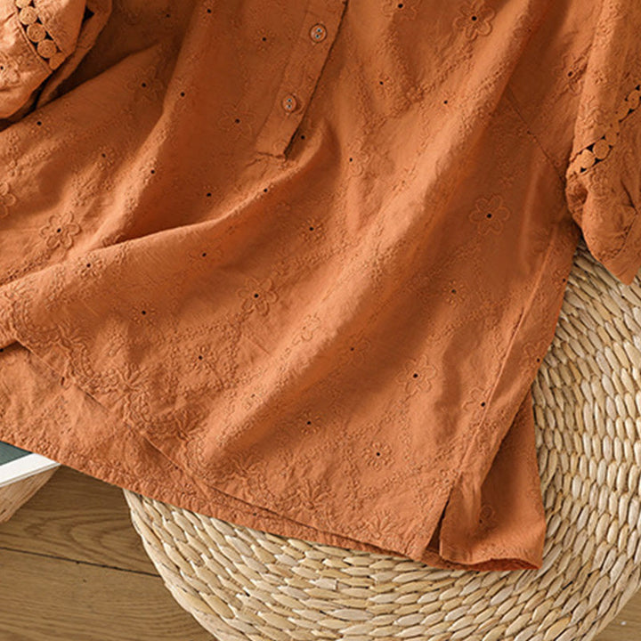 Chemise décontractée à manches mi-longues en coton et lin pour femme, motif Buddha Stones, coupe creuse et décontractée - image 6