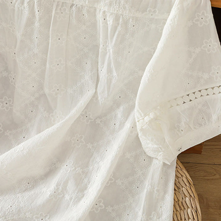 Chemise décontractée à manches mi-longues en coton et lin pour femme, motif Buddha Stones, coupe creuse et décontractée - image 15