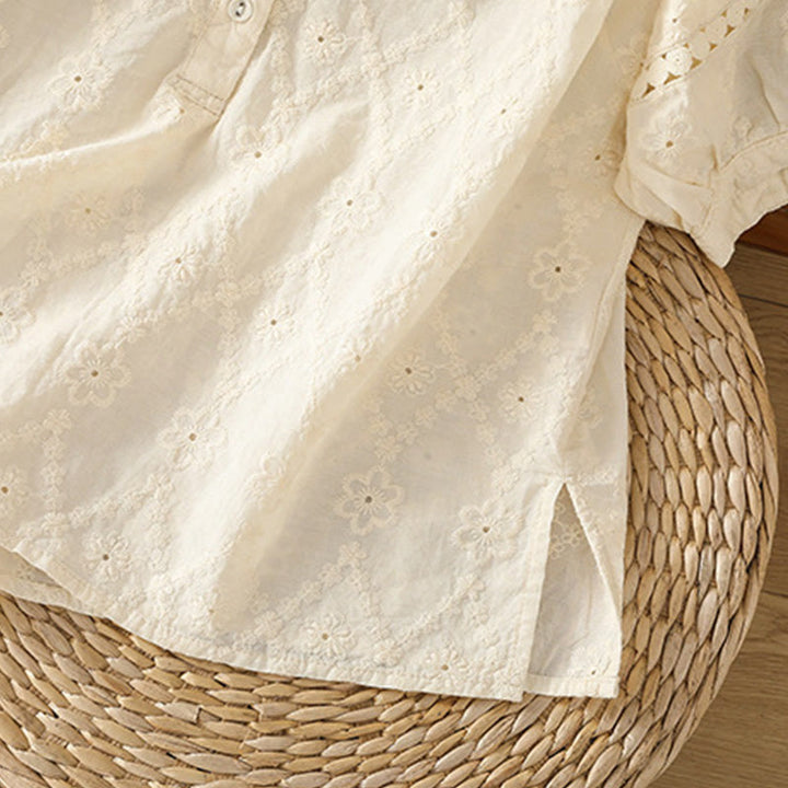 Chemise décontractée à manches mi-longues en coton et lin pour femme, motif Buddha Stones, coupe creuse et décontractée - image 30