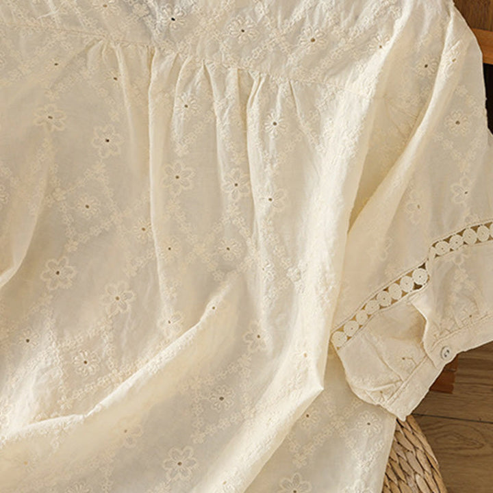 Chemise décontractée à manches mi-longues en coton et lin pour femme, motif Buddha Stones, coupe creuse et décontractée - image 28