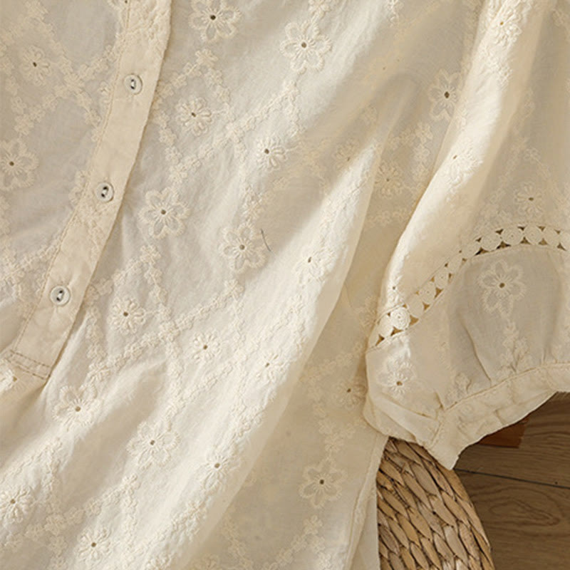 Chemise décontractée à manches mi-longues en coton et lin pour femme, motif Buddha Stones, coupe creuse et décontractée - image 27