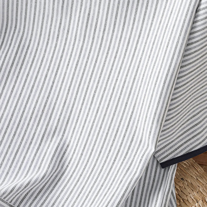 Pull à rayures et col ras du cou en coton à manches courtes pour femme, motif Buddha Stones - image 4