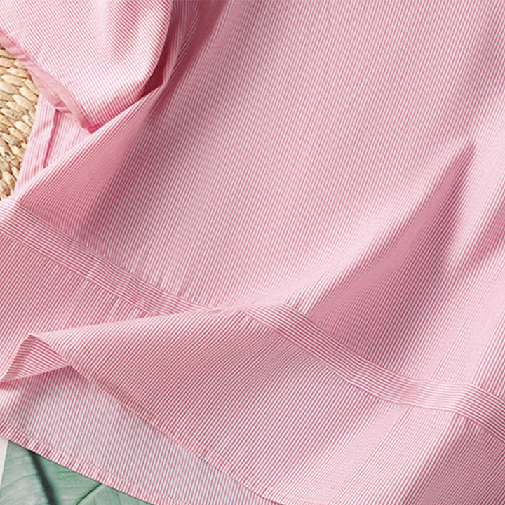 Pull à rayures et col ras du cou en coton à manches courtes pour femme, motif Buddha Stones - image 12