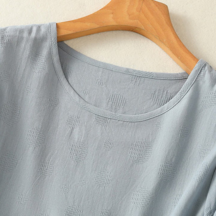 Chemise ample à manches courtes et col ras du cou pour femme, en coton, motif Buddha Stones - image 5