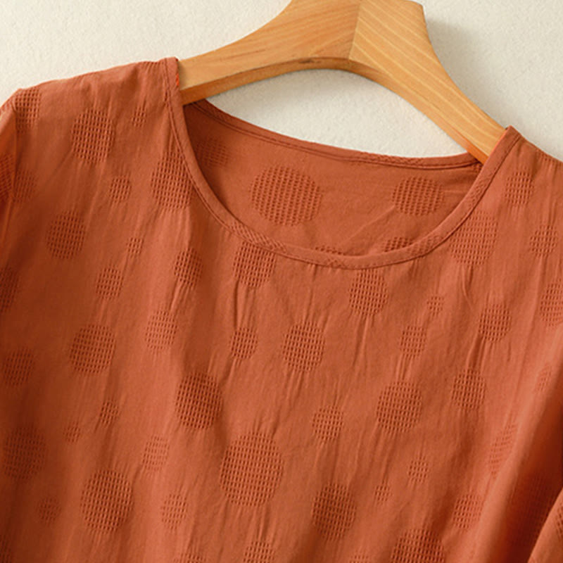 Chemise ample à manches courtes et col ras du cou pour femme, en coton, motif Buddha Stones - image 9