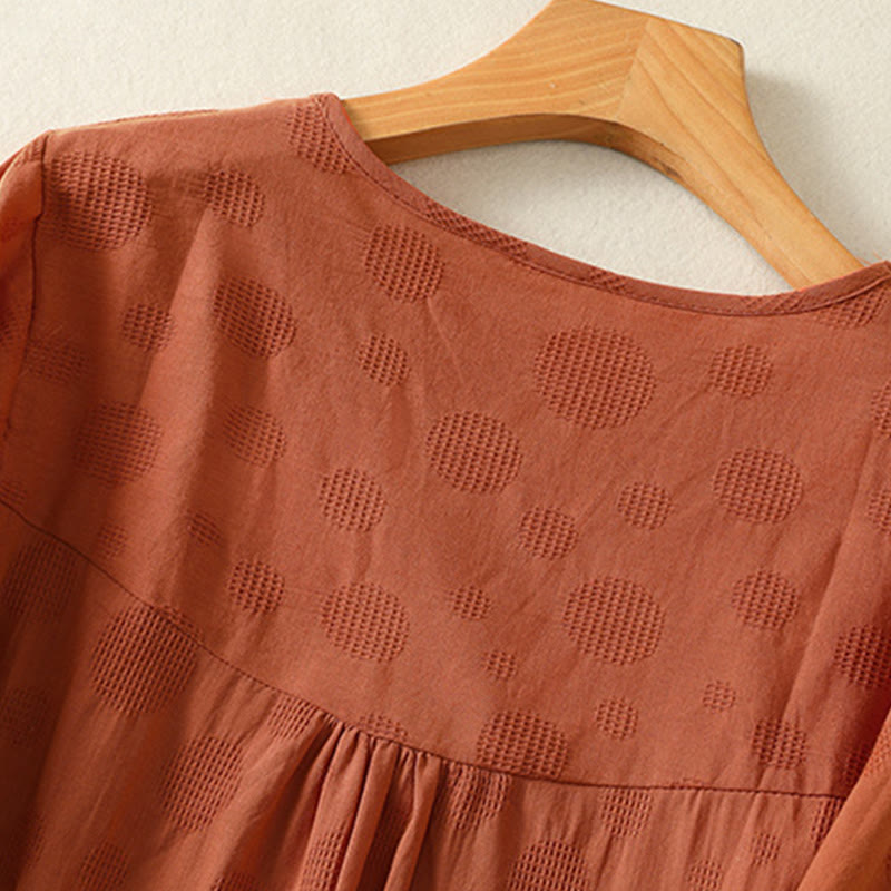 Chemise ample à manches courtes et col ras du cou pour femme, en coton, motif Buddha Stones - image 12