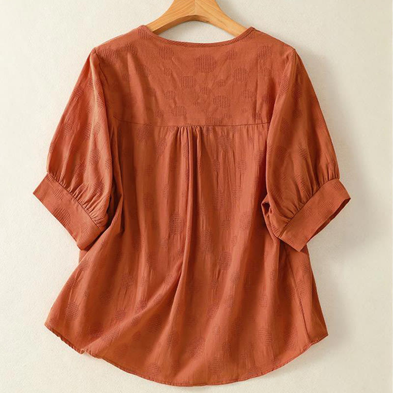 Chemise ample à manches courtes et col ras du cou pour femme, en coton, motif Buddha Stones - image 8