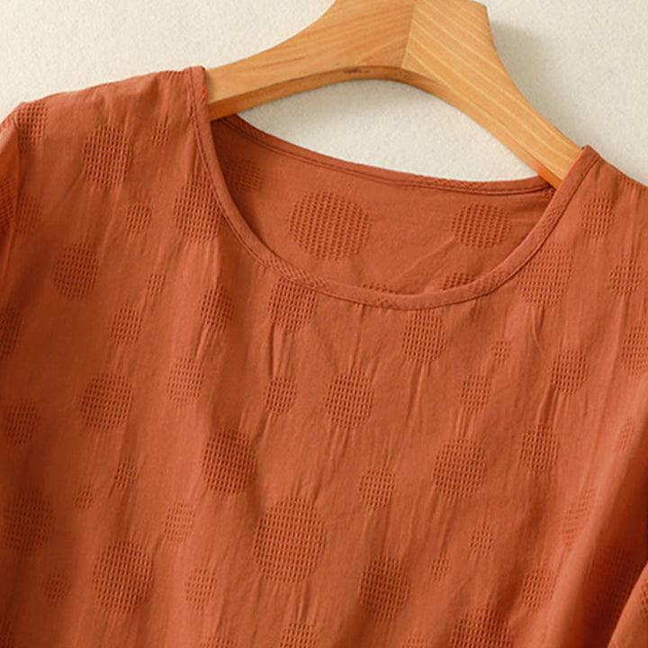 Chemise ample à manches courtes et col ras du cou pour femme, en coton, motif Buddha Stones - image 9