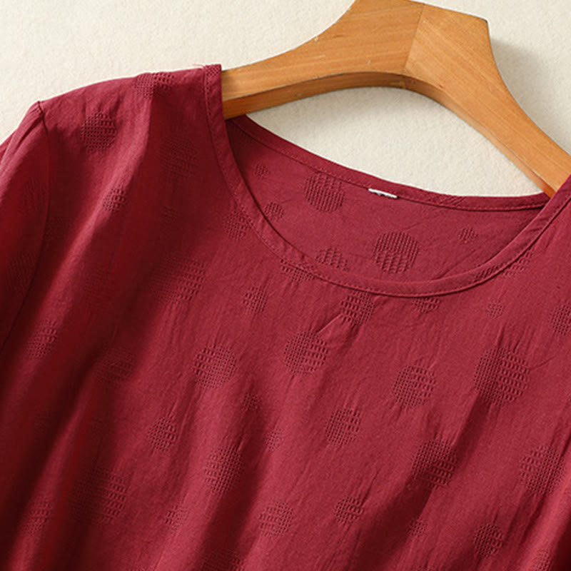 Chemise ample à manches courtes et col ras du cou pour femme, en coton, motif Buddha Stones - image 15