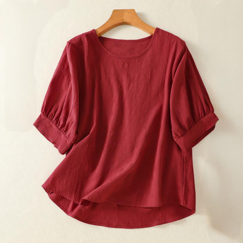 Chemise ample à manches courtes et col ras du cou pour femme, en coton, motif Buddha Stones - Brun - US8-10，UK/AU12-14，EU40-42 (2XL) - image 13