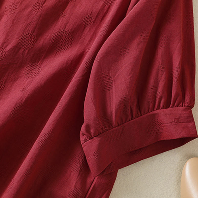 Chemise ample à manches courtes et col ras du cou pour femme, en coton, motif Buddha Stones - image 16