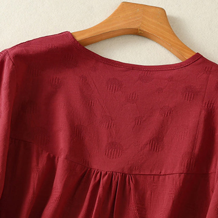 Chemise ample à manches courtes et col ras du cou pour femme, en coton, motif Buddha Stones - image 19