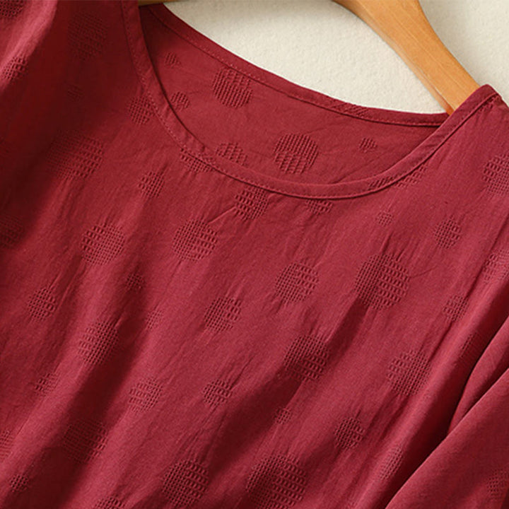 Chemise ample à manches courtes et col ras du cou pour femme, en coton, motif Buddha Stones - image 18