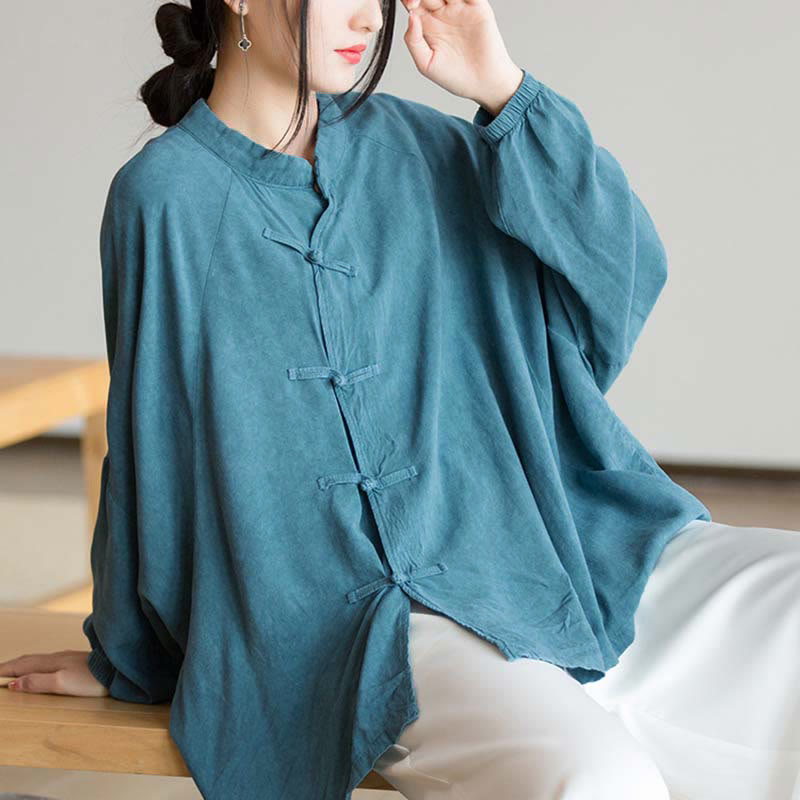 Chemise à manches longues à boutons de grenouille avec Buddha Stones Haut de méditation Zen Tai Chi Veste de vêtement Hanfu - image 9