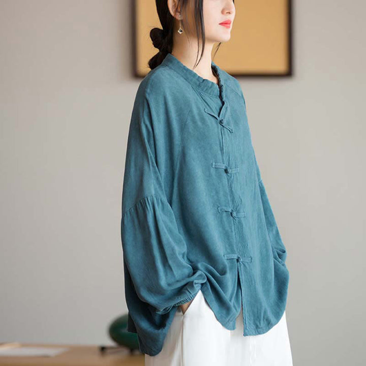 Chemise à manches longues à boutons de grenouille avec Buddha Stones Haut de méditation Zen Tai Chi Veste de vêtement Hanfu - image 8