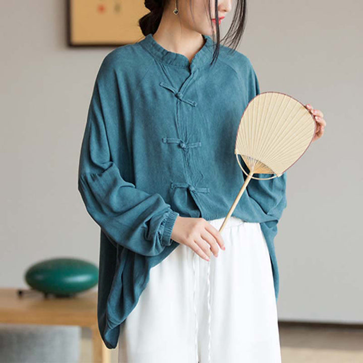 Chemise à manches longues à boutons de grenouille avec Buddha Stones Haut de méditation Zen Tai Chi Veste de vêtement Hanfu - image 10