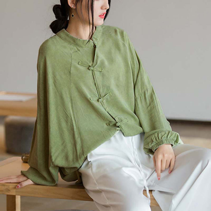 Chemise à manches longues à boutons de grenouille avec Buddha Stones Haut de méditation Zen Tai Chi Veste de vêtement Hanfu - image 16