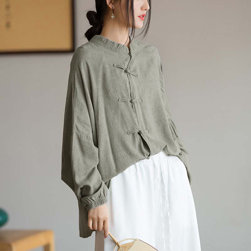 Chemise à manches longues à boutons de grenouille avec Buddha Stones Haut de méditation Zen Tai Chi Veste de vêtement Hanfu - image 18