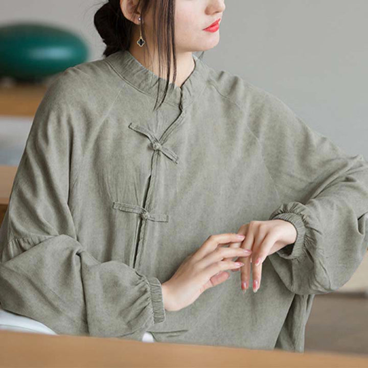 Chemise à manches longues à boutons de grenouille avec Buddha Stones Haut de méditation Zen Tai Chi Veste de vêtement Hanfu - image 21