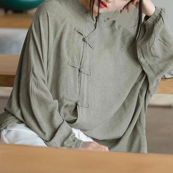 Chemise à manches longues à boutons de grenouille avec Buddha Stones Haut de méditation Zen Tai Chi Veste de vêtement Hanfu - image 20