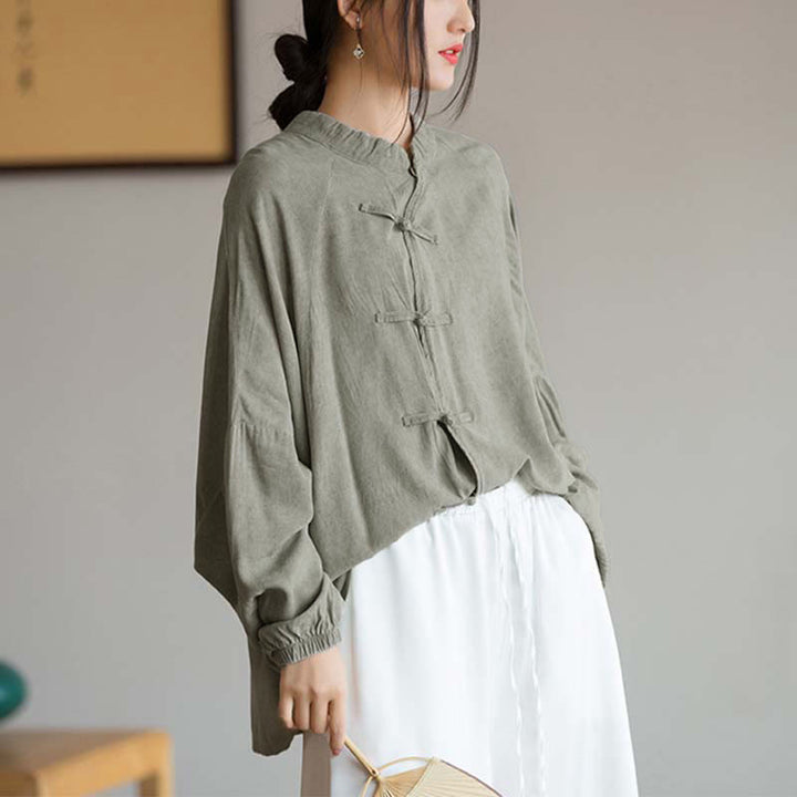 Chemise à manches longues à boutons de grenouille avec Buddha Stones Haut de méditation Zen Tai Chi Veste de vêtement Hanfu - image 18