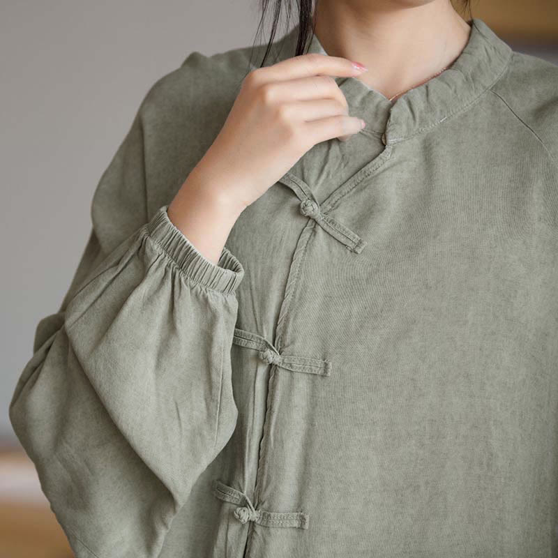 Chemise à manches longues à boutons de grenouille avec Buddha Stones Haut de méditation Zen Tai Chi Veste de vêtement Hanfu - image 23