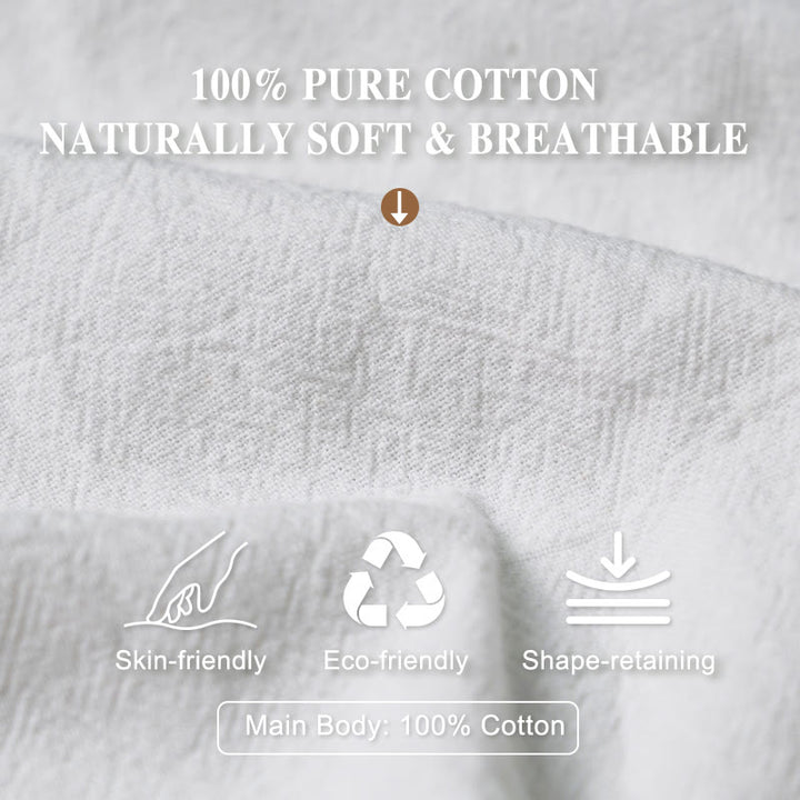 Pantalon Buddha Stones blanches volantes en pur coton, motif nuages ​​de bon augure - image 3