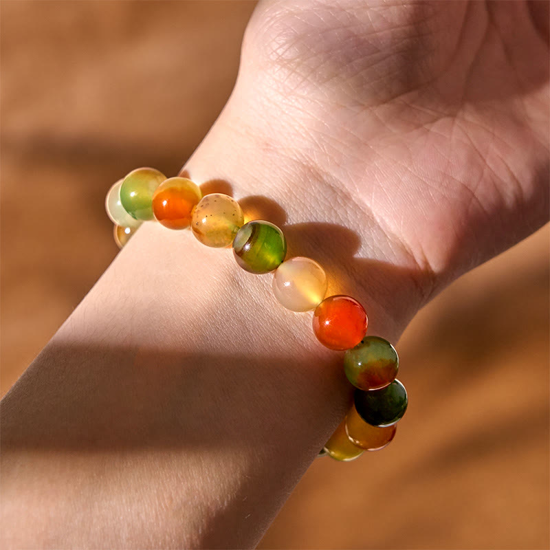 Bracelet de purification du courage en agate paon colorée naturelle et Buddha Stones