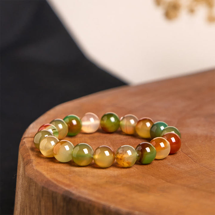 Bracelet de purification du courage en agate paon colorée naturelle et Buddha Stones