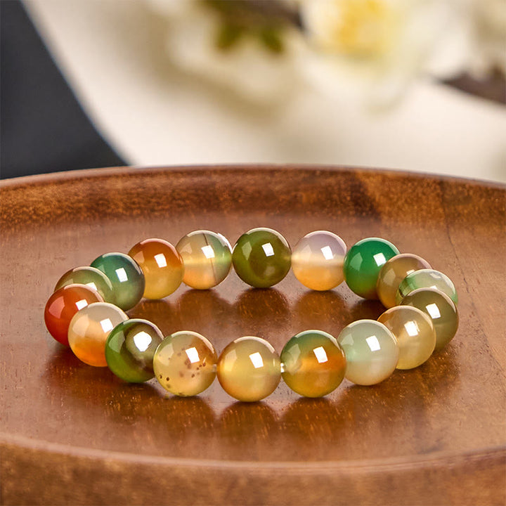Bracelet de purification du courage en agate paon colorée naturelle et Buddha Stones