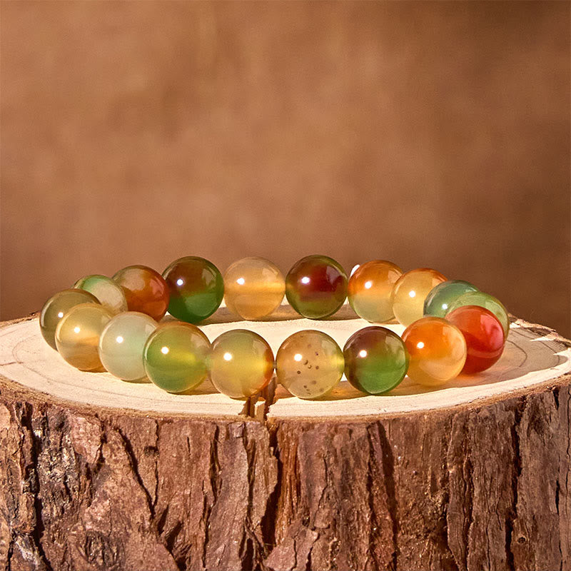 Bracelet de purification du courage en agate paon colorée naturelle et Buddha Stones