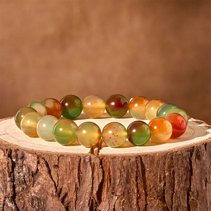 Bracelet de purification du courage en agate paon colorée naturelle et Buddha Stones