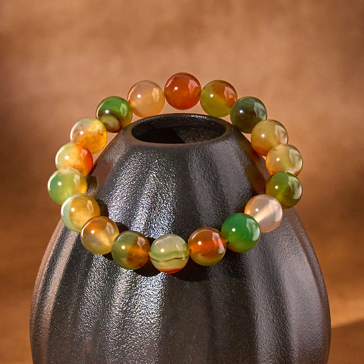 Bracelet de purification du courage en agate paon colorée naturelle et Buddha Stones