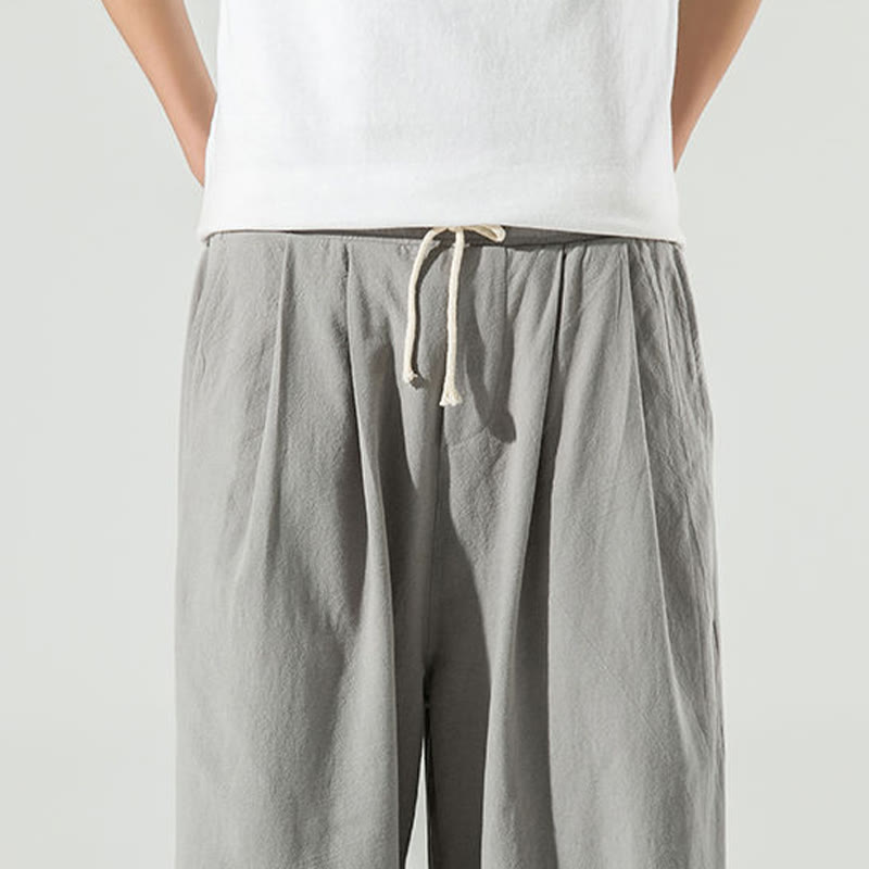 Pantalon sarouel homme en coton et lin uni avec poches, longueur cheville, motif Buddha Stones - image 16