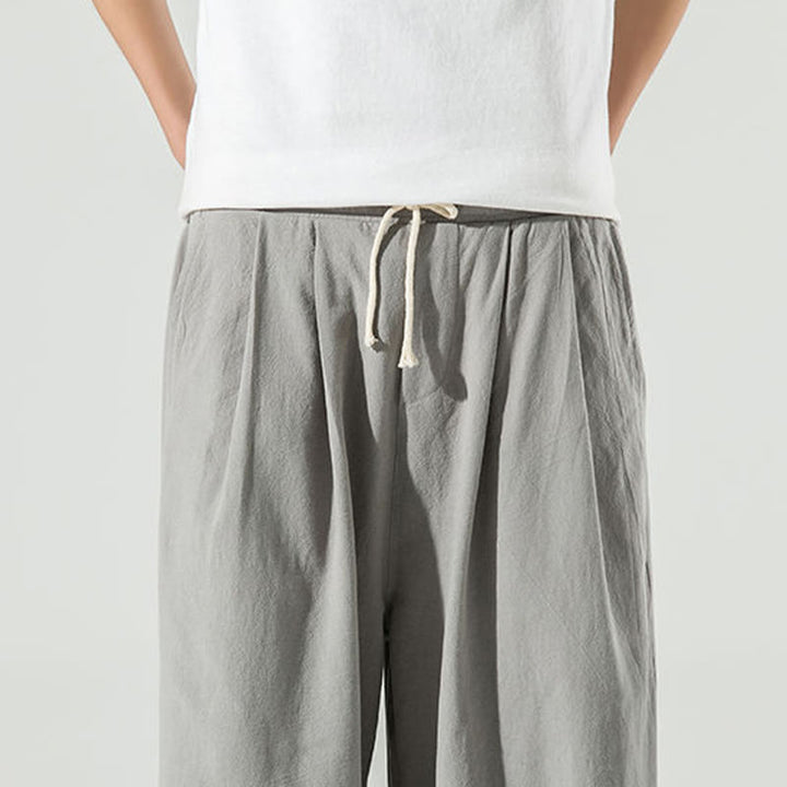 Pantalon sarouel homme en coton et lin uni avec poches, longueur cheville, motif Buddha Stones - image 16