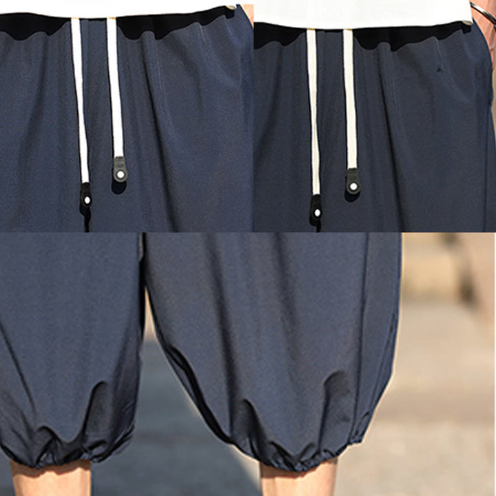 Pantalon sarouel court et uni avec cordon de serrage et poches pour homme Buddha Stones