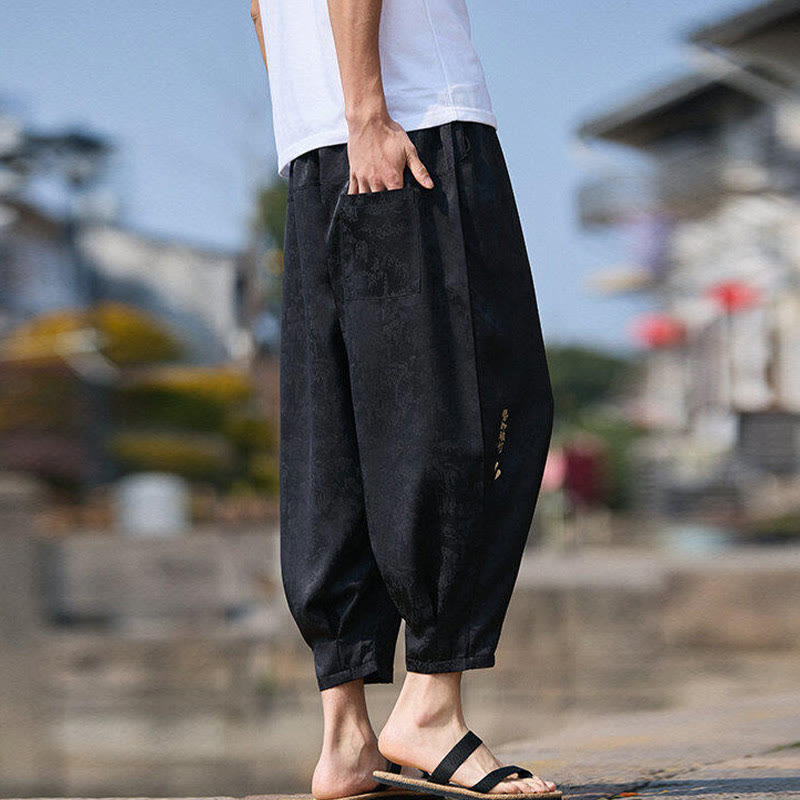 Pantalon homme avec cordon de serrage et poches, motif broderie Buddha Stones , longueur 7-8 - image 3