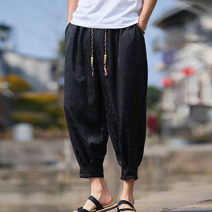 Pantalon homme avec cordon de serrage et poches, motif broderie Buddha Stones , longueur 7-8 - image 5
