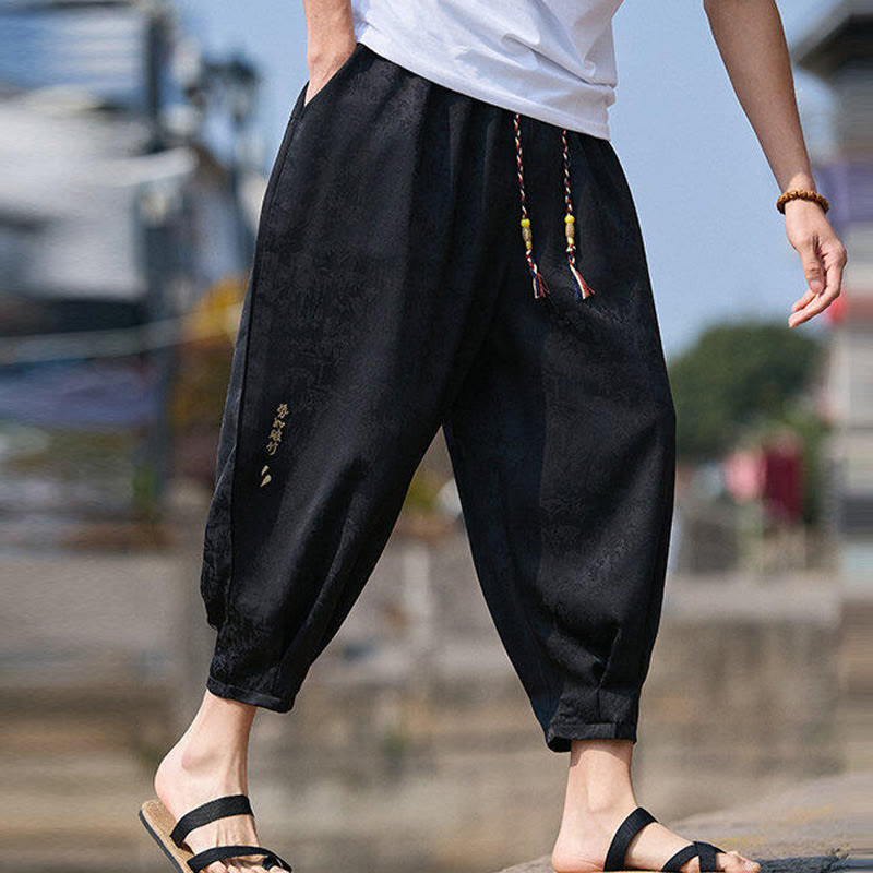 Pantalon homme avec cordon de serrage et poches, motif broderie Buddha Stones , longueur 7-8 - image 6