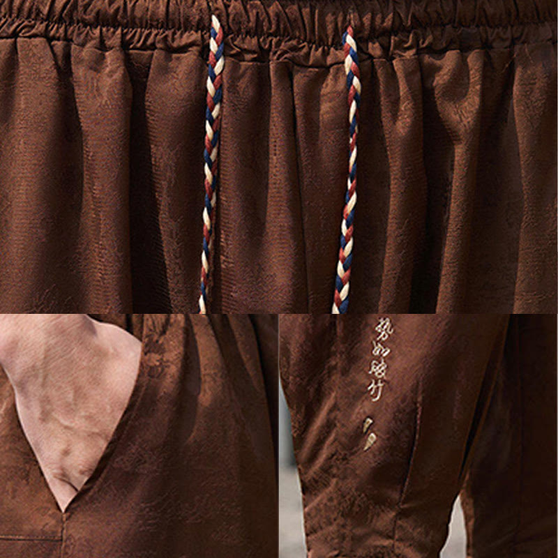 Pantalon homme avec cordon de serrage et poches, motif broderie Buddha Stones , longueur 7-8 - image 15