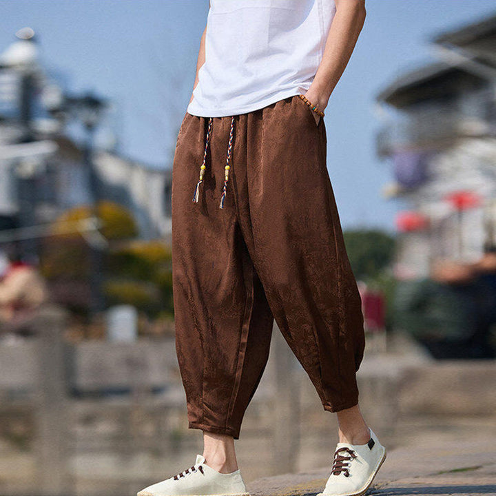 Pantalon homme avec cordon de serrage et poches, motif broderie Buddha Stones , longueur 7-8 - image 14