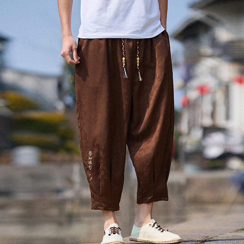 Pantalon homme avec cordon de serrage et poches, motif broderie Buddha Stones , longueur 7-8 - image 13