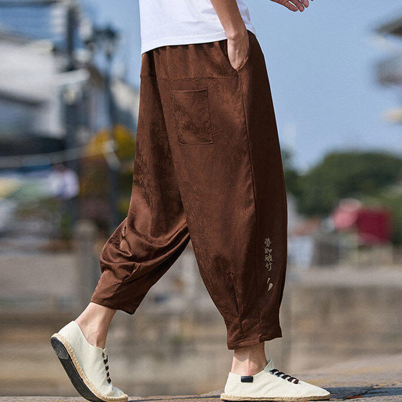 Pantalon homme avec cordon de serrage et poches, motif broderie Buddha Stones , longueur 7-8 - image 10