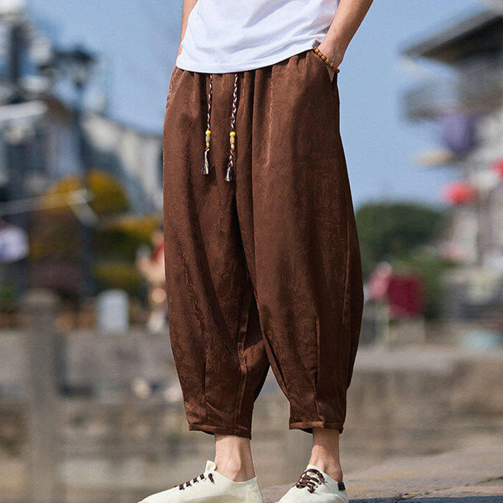 Pantalon homme avec cordon de serrage et poches, motif broderie Buddha Stones , longueur 7-8 - image 9
