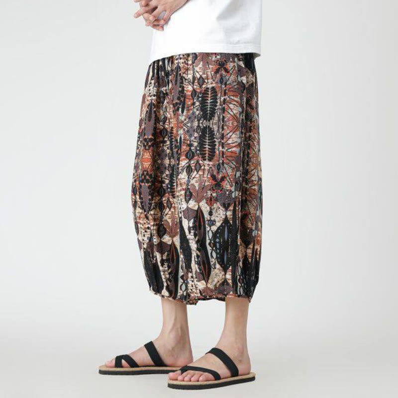 Pantalon d'été en coton et lin pour homme, Buddha Stones patchwork, éléphant, mandala, géométrie, longueur 7-8, avec poches - image 15