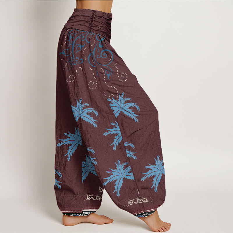 Pantalon sarouel décontracté à taille élastique pour femme avec motif floral et palmier tropical Buddha Stones - image 7
