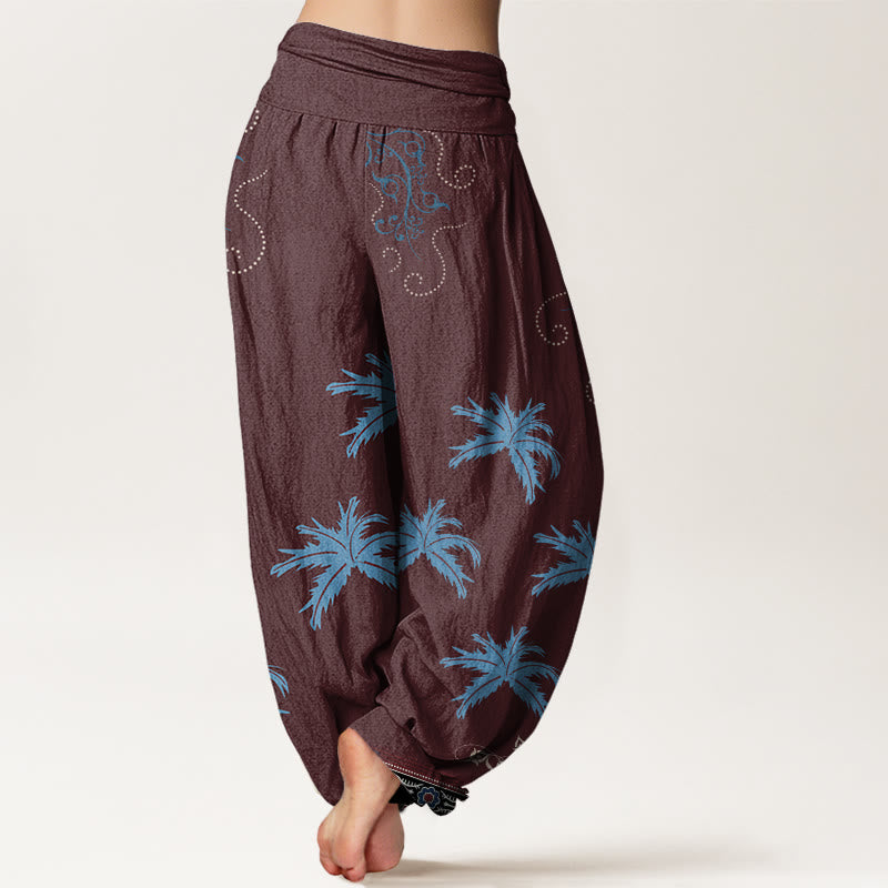 Pantalon sarouel décontracté à taille élastique pour femme avec motif floral et palmier tropical Buddha Stones - image 6