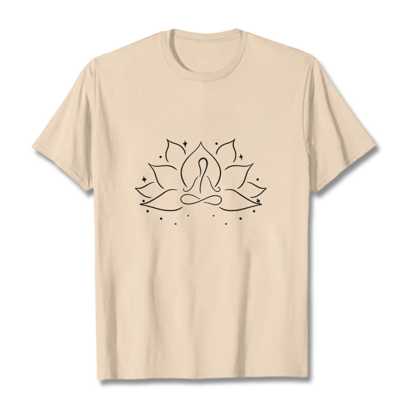 T-shirt avec motif de pose de yoga méditative, Buddha Stones et fleur de lotus - Bisque - 2XL - image 10