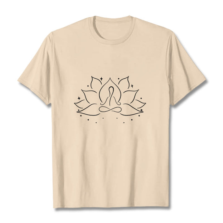T-shirt avec motif de pose de yoga méditative, Buddha Stones et fleur de lotus - Bisque - 2XL - image 10